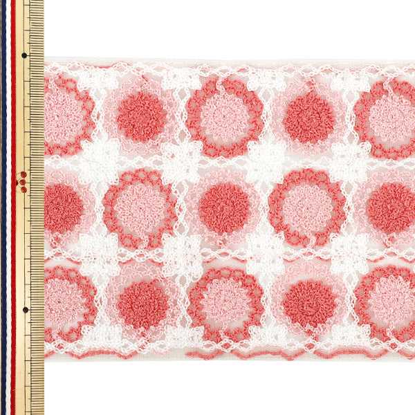 [الكمية تبدأ من 5] حرف اليدويةالزركشة "2025 زركشة التطريز الهندي تقريبا. بعرض 12 سم ، أبيض X Pink 47636B"