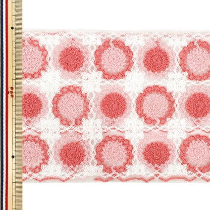 [الكمية تبدأ من 5] حرف اليدويةالزركشة "2025 زركشة التطريز الهندي تقريبا. بعرض 12 سم ، أبيض X Pink 47636B"