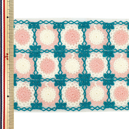 [Quantità a partire da 5] artigianatoTrim "2025 Rifiniture per ricamo indiano Ca. 12 cm di larghezza, bianco x verde 47636c"