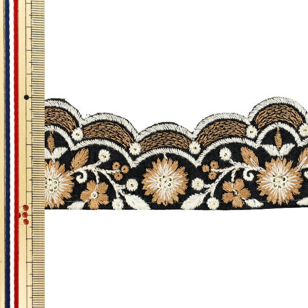 [الكمية تبدأ من 5] حرف اليدويةالزركشة "2025 زركشة التطريز الهندي تقريبا. 4.5 سم أسود X Brown M-883G"