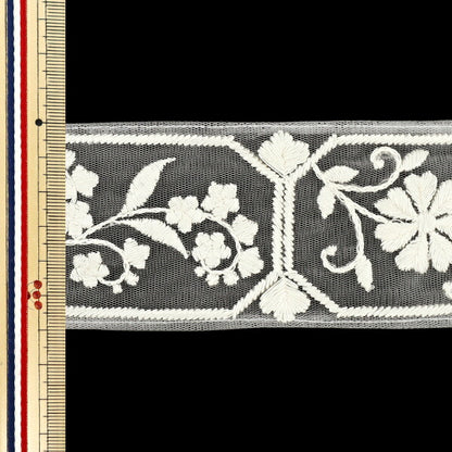 [5부터 시작하는 수량] 수예브레이드 "2025 인도 자수 브레이드 대략 6cm 너비의 흰색 x 화이트 M-893#1"