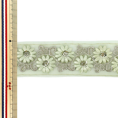 [الكمية تبدأ من 5] حرف اليدويةالزركشة "2025 زركشة التطريز الهندي تقريبا. 4 سم خضراء عريض X Green M-840#9"