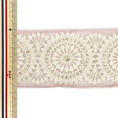 [الكمية تبدأ من 5] حرف اليدويةالزركشة "2025 زركشة التطريز الهندي تقريبا. 6.5 سم وردي عريض X White M-950s"