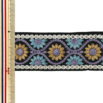 [الكمية تبدأ من 5] حرف اليدويةالزركشة "2025 زركشة التطريز الهندي تقريبا. 5 سم عريض أسود X الأزرق M-953i"