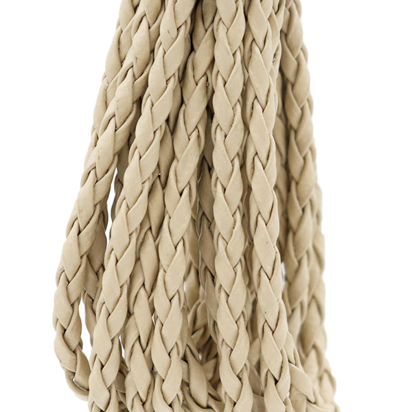 Cinta artesanal "cinta de cuero sintético trenzada, aproximadamente 2 mm de ancho x 3m enrollado, beige kpu-01be"
