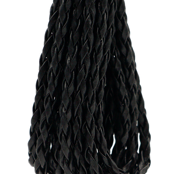 Ручная лента "Плетенякая синтетическая кожаная лента около 2 мм шириной x 3M свернутая черная KPU-03BK"