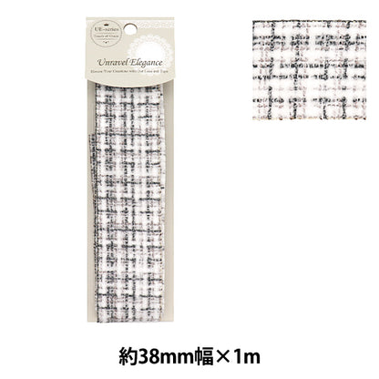 Handicraft tape "Wide EleganceTweedTape Grid approx. 38mm x 1m White x Black HET-002"