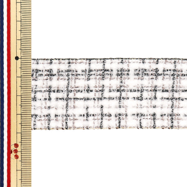 Handicraft tape "Wide EleganceTweedTape Grid approx. 38mm x 1m White x Black HET-002"