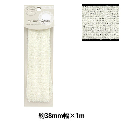 Handicraft tape "Wide EleganceTweedPlain tape approx. 38mm x 1m off-white HET-004"
