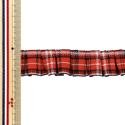 [Количество, начиная с 5] излишествЛентаЛента "изличие тартана, ширина примерно 2,5 см, красный FR2412"
