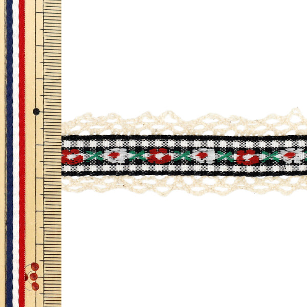 [À partir de la quantité 5] Ruban artisanal « Ruban tyrolien à volants Largeur env. 23 mm Couleur 1 K252T-YAN2"