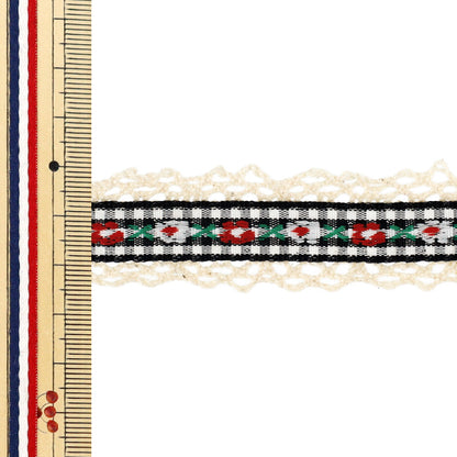 [À partir de la quantité 5] Ruban artisanal « Ruban tyrolien à volants Largeur env. 23 mm Couleur 1 K252T-YAN2"