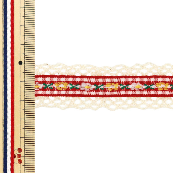 [À partir de la quantité 5] Ruban artisanal « Ruban tyrolien à volants Largeur env. 23 mm 2ème couleur K252T-YAN2"