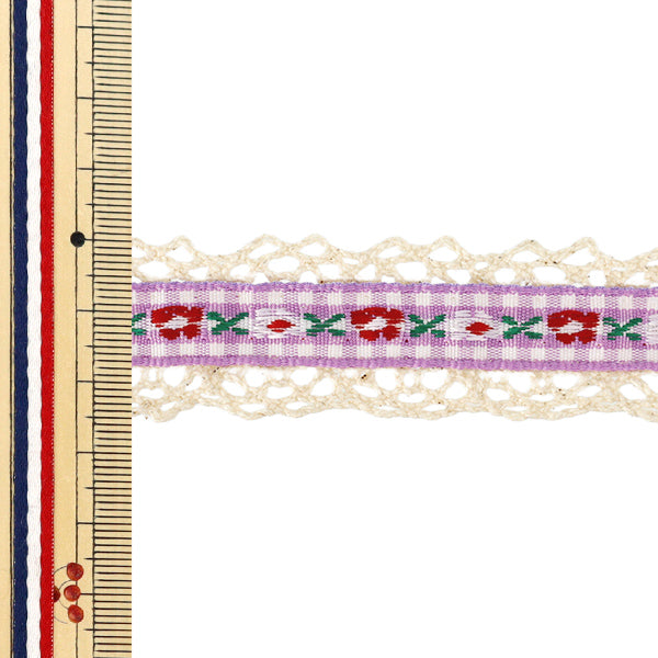 [À partir de la quantité 5] Ruban artisanal « Ruban tyrolien à volants Largeur env. 23 mm 3ème couleur K252T-YAN2"