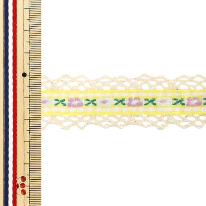 [À partir de la quantité 5] Ruban artisanal "Ruban tyrolien à volants Largeur env. 23 mm 4ème couleur K252T-YAN2"