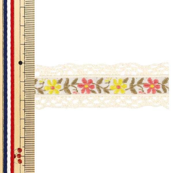 [À partir de la quantité 5] Ruban artisanal « Ruban tyrolien à volants Largeur env. 23 mm Couleur 6 K252T-YAN2"