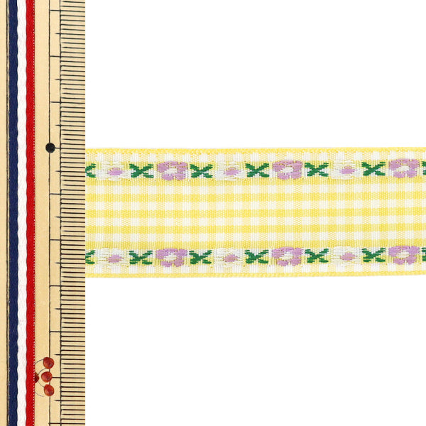 [Quantité à partir de 5] Ruban artisanal "Ruban tyrolien à carreaux Largeur env. 27 mm Couleur 1 K252T-YAN4"