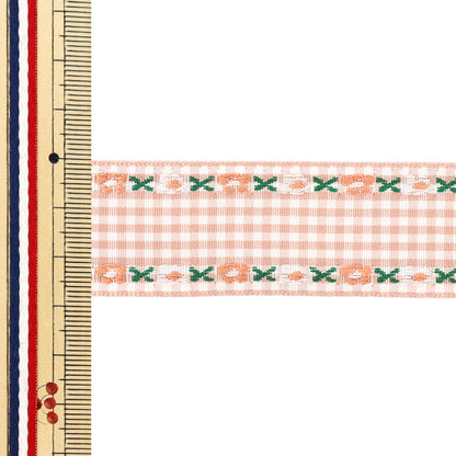 [À partir de la quantité 5] Ruban artisanal « Ruban tyrolien à carreaux Largeur env. 27 mm Couleur 4 K252T-YAN4"