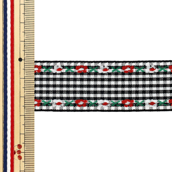 [À partir de la quantité 5] Ruban artisanal "Ruban tyrolien à carreaux Largeur env. 27 mm Couleur 5 K252T-YAN4"