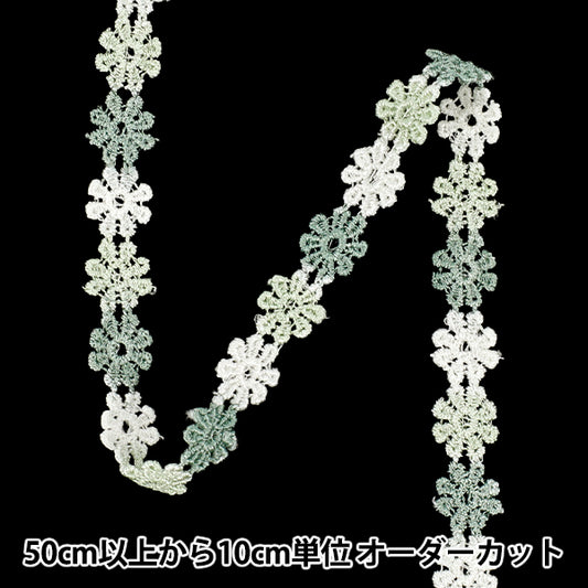 [Cantidad a partir de 5] ArtesaníasRibete "floralesCinta1 2026 Aprox. 12 mm de ancho Verde x Blanco K253T-LACEP1”