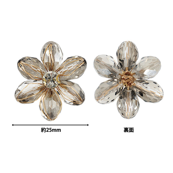 手芸パーツ 『フラワーモチーフ6 2026 クリスタルフラワー オーバル 25mm幅 2番色 K253T-MGO6』
