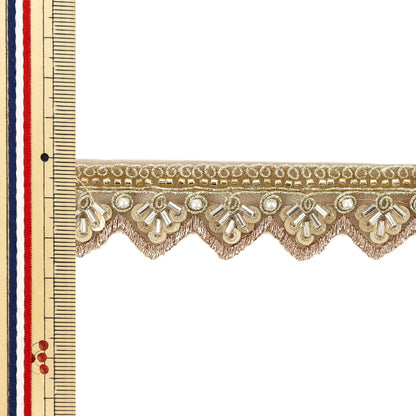 [Quantity from 5] HandicraftsTrim "2025 indian embroideryTrim Approx. 2.5cm width Beige 48003D"