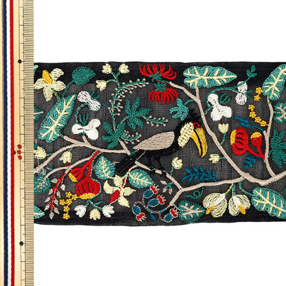 [Menge ab 5] KunsthandwerkBesätze "2022 Indischer StickereibesatzCa. 9 cm breit schwarz x grün 44387a"