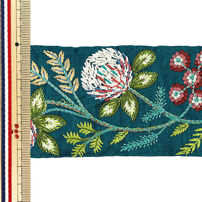 [Menge ab 5] KunsthandwerkBesätze "2023 Indischer StickereibesatzCa. 6,5 cm breit grün x Grün 777#5"