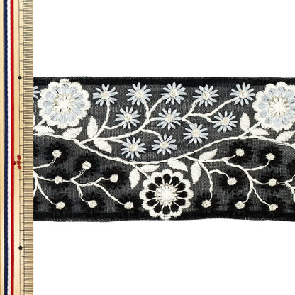 【数量5から】 手芸ブレード 『2025 インド刺繍ブレード 約8.5cm幅 ブラック M-853-#3』