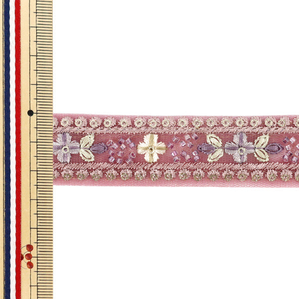 [Quantity from 5] HandicraftsTrim "2025 Indian embroidery trim Approximately 2.5cm width Purple M-1464-E"