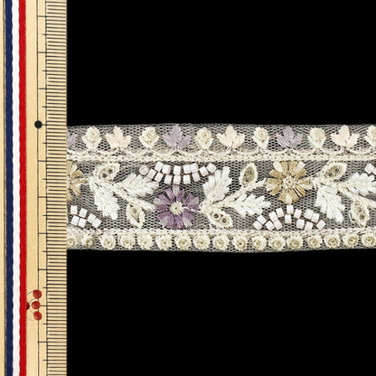 [Quantity from 5] HandicraftsTrim "2025 Indian embroidery trim Approximately 3.5cm width White M-1467-H"