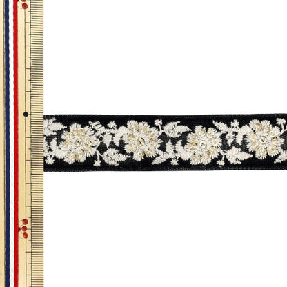 [Quantity from 5] HandicraftsTrim "2025 indian embroideryTrim Approximately 2.5cm width Black x White M-1097G"