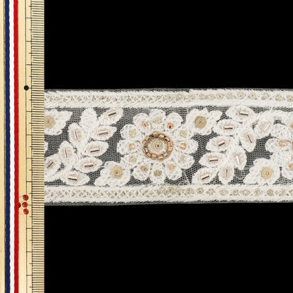 【数量5から】 手芸ブレード 『2025インド刺繍ブレード 約5cm幅 ホワイト 48332C』