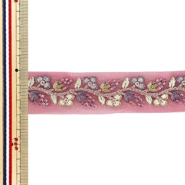 【数量5から】 手芸ブレード 『2025インド刺繍ブレード 約3cm幅 パープル 48395C』