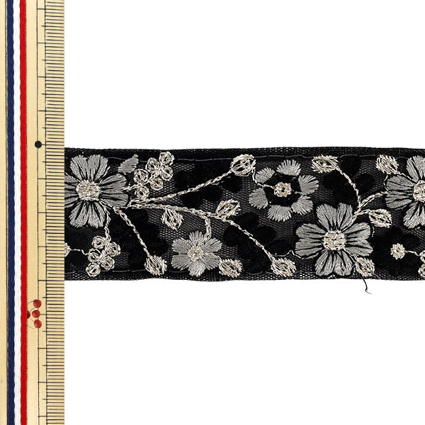 [Quantity from 5] HandicraftsTrim "2025 indian embroideryTrim Approximately 4cm width black M-1374D"