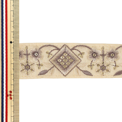 [Quantity from 5] HandicraftsTrim "2025 indian embroideryTrim Approx. 3.5cm width Beige M-1009C"
