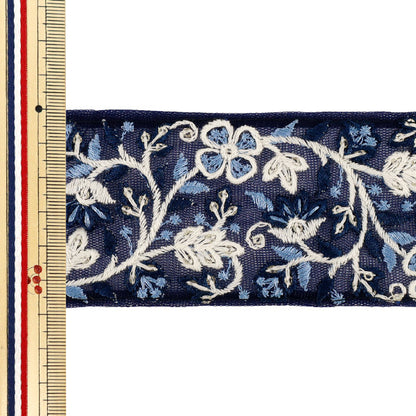 [Quantity from 5] HandicraftsTrim "2025 indian embroideryTrim Approximately 5.8cm width Blue M-1323I"