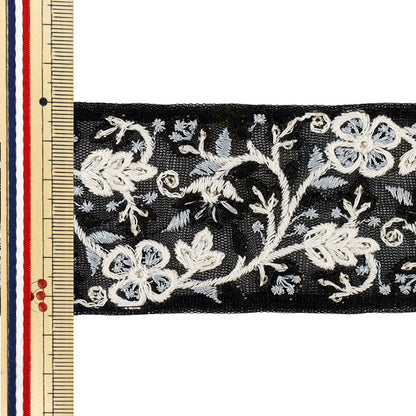 【数量5から】 手芸ブレード 『2025インド刺繍ブレード 約5.5cm幅 ブラック M-1323C』