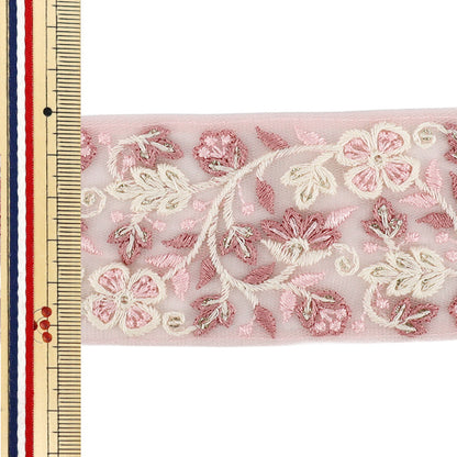 【数量5から】 手芸ブレード 『2025インド刺繍ブレード 約5.5cm幅 ピンク M-1323H』