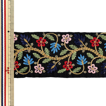 【数量5から】 手芸ブレード 『2025インド刺繍ブレード 約6cm幅 ブラック M-5004A』