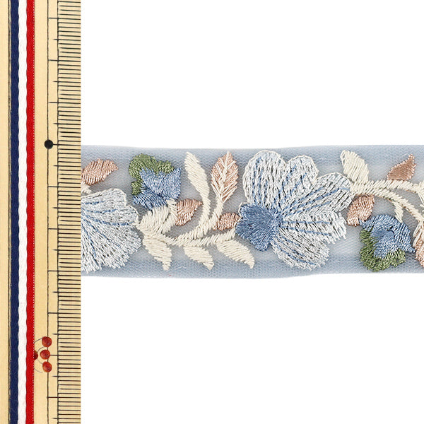 【数量5から】 手芸ブレード 『2025インド刺繍ブレード 約3cm幅 ブルー×ブルー M-5009B』
