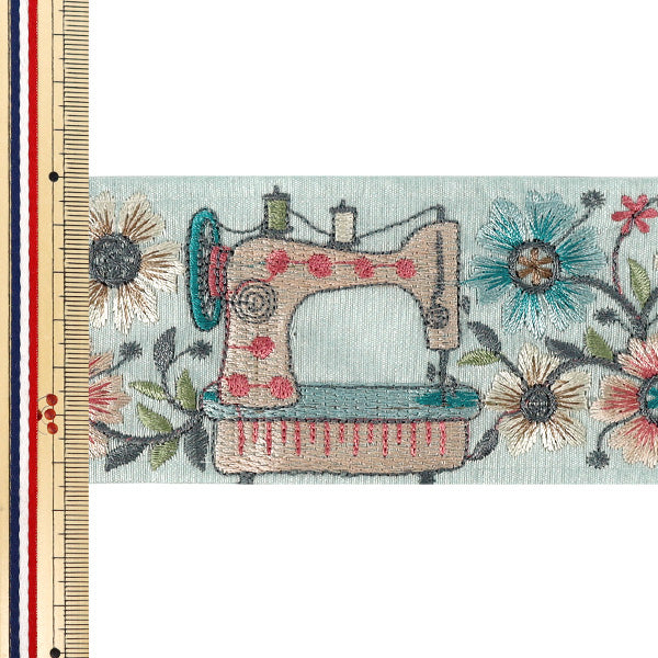 【数量5から】 手芸ブレード 『2025インド刺繍ブレード 約6.4cm幅 グリーン M-5015F』