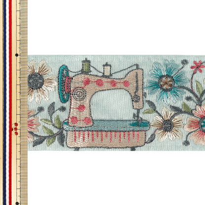 【数量5から】 手芸ブレード 『2025インド刺繍ブレード 約6.4cm幅 グリーン M-5015F』