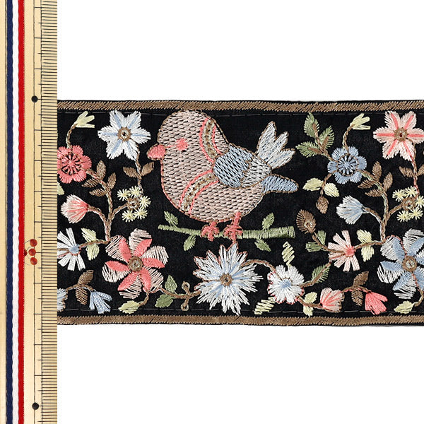 [Quantity from 5] HandicraftsTrim "2025 indian embroideryTrim Approximately 7.4cm width black M-5018G"