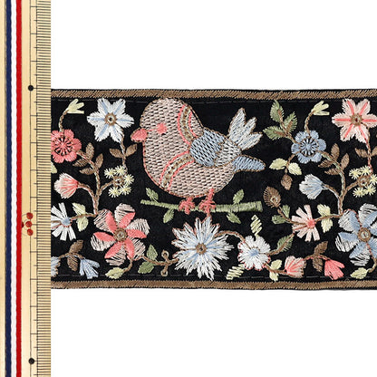 [Quantity from 5] HandicraftsTrim "2025 indian embroideryTrim Approximately 7.4cm width black M-5018G"