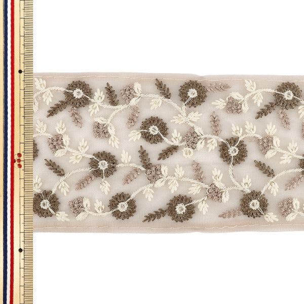[Quantity from 5] HandicraftsTrim "2025 indian embroideryTrim Approximately 9cm width Brown x Brown M-5030B"