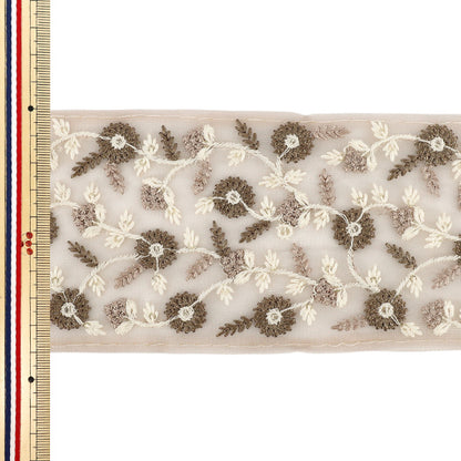 [Quantity from 5] HandicraftsTrim "2025 indian embroideryTrim Approximately 9cm width Brown x Brown M-5030B"