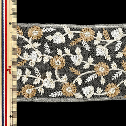 【数量5から】 手芸ブレード 『2025インド刺繍ブレード 約8.5cm幅 ホワイト M-5030F』