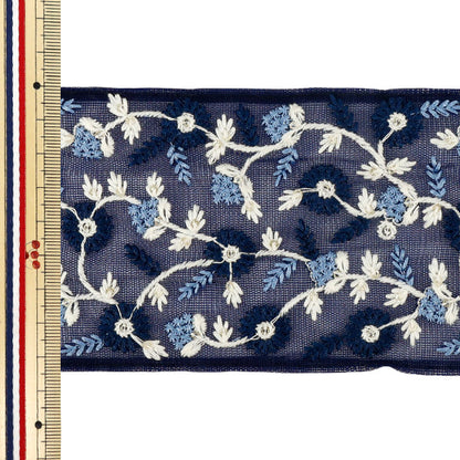 【数量5から】 手芸ブレード 『2025インド刺繍ブレード 約8.5cm幅 ネイビー M-5030I』