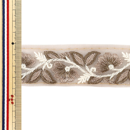 【数量5から】 手芸ブレード 『2025インド刺繍ブレード 約3.8cm幅 ブラウン×ブラウン M-5033E』